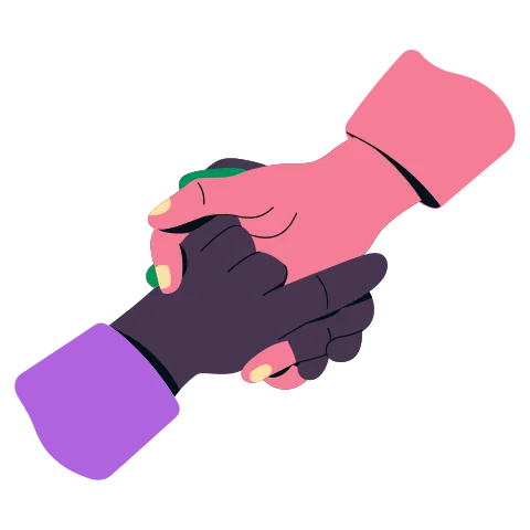 Two hands holding each other tightly, fingers interlaced